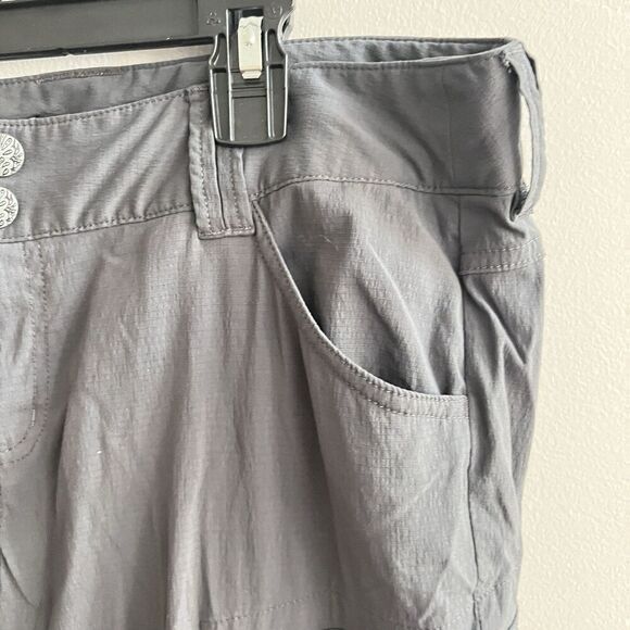 prAna Convertible Pant Women 8 Gray Performance Pockets Roll Up Hiking Camping - Picture 11 of 16